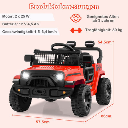 12V Kids Electric Car with Remote, Music, LED Lights