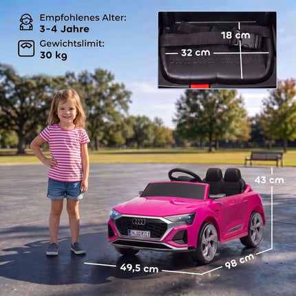 12V Kids Electric Car with Remote, Pink, Audi Design