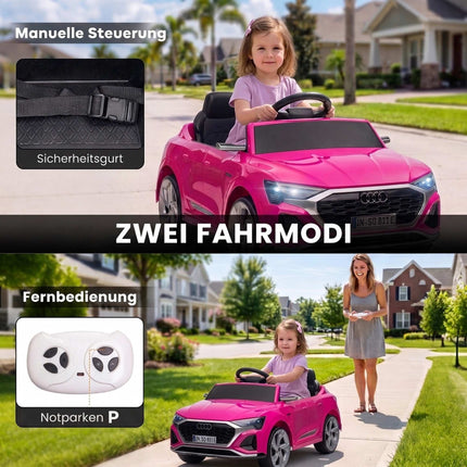 12V Kids Electric Car with Remote, Pink, Audi Design
