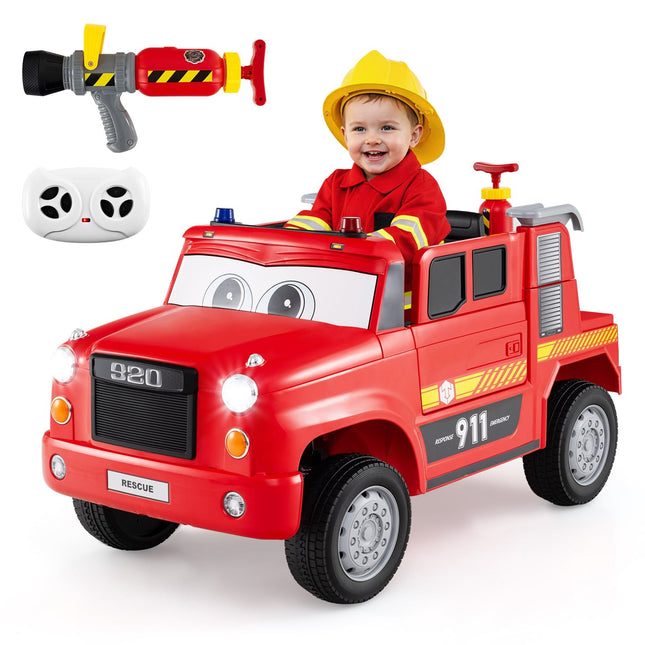 12V Kids Electric Fire Truck with Remote & Water Gun