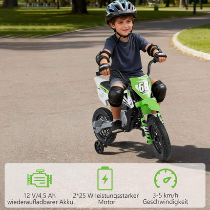 12V Kids Electric Motorcycle with Removable Training Wheels