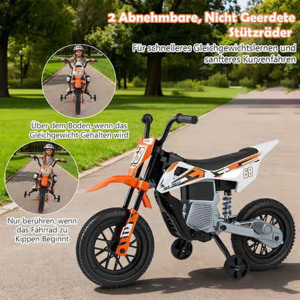 12V Kids Electric Motorcycle with Removable Training Wheels