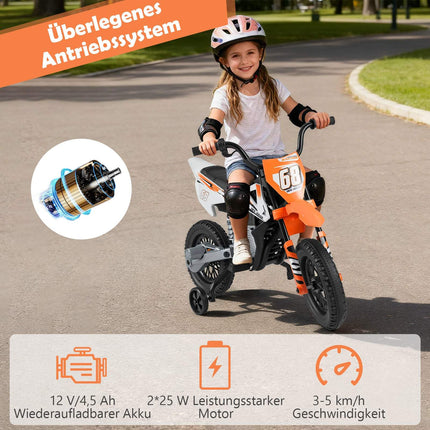 12V Kids Electric Motorcycle with Removable Training Wheels