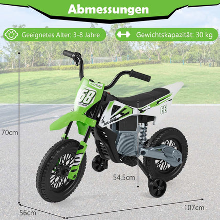 12V Kids Electric Motorcycle with Removable Training Wheels