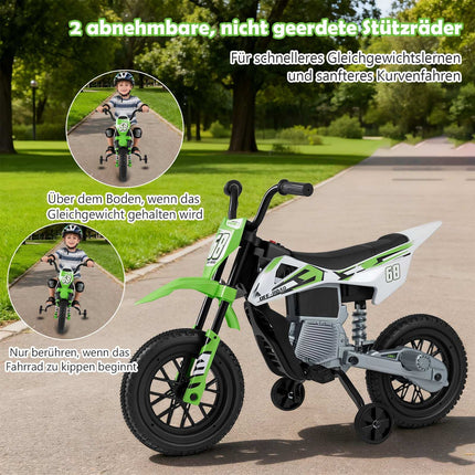 12V Kids Electric Motorcycle with Removable Training Wheels