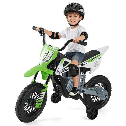 12V Kids Electric Motorcycle with Removable Training Wheels