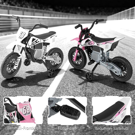 12V Kids Electric Motorcycle with Training Wheels, Pink