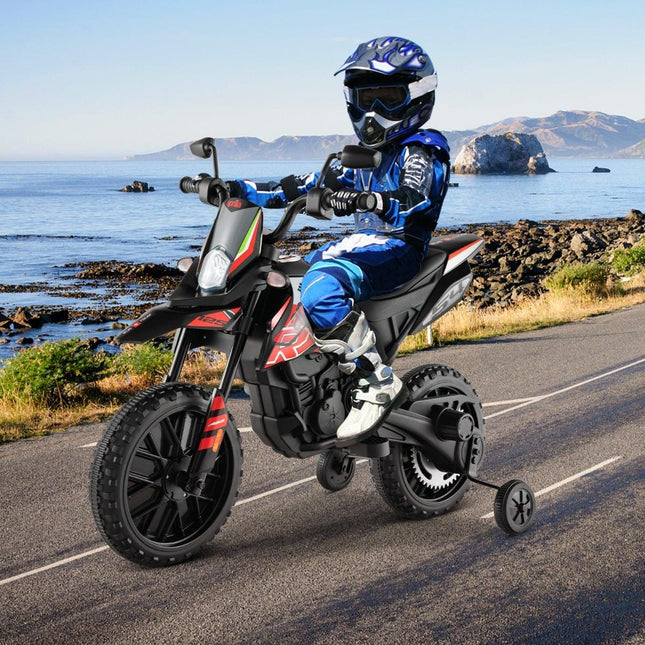 12V Kids Electric Motorcycle with Training Wheels, Red