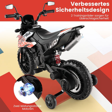 12V Kids Electric Motorcycle with Training Wheels, Red