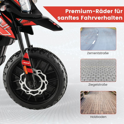 12V Kids Electric Motorcycle with Training Wheels, Red