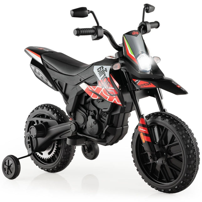 12V Kids Electric Motorcycle with Training Wheels, Red