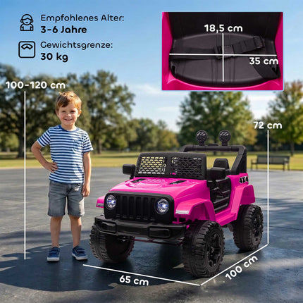 12V Kids Electric Ride-On Car, Remote Control, Pink