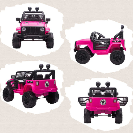 12V Kids Electric Ride-On Car, Remote Control, Pink