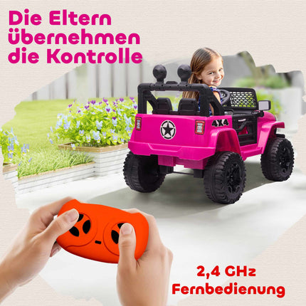 12V Kids Electric Ride-On Car, Remote Control, Pink