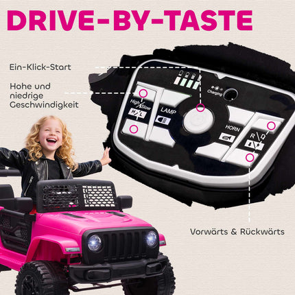 12V Kids Electric Ride-On Car, Remote Control, Pink