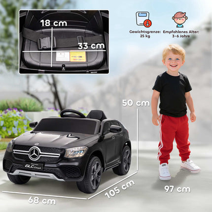 12V Kids Electric Ride-On Car, Remote, LED, Music, Black