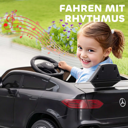 12V Kids Electric Ride-On Car, Remote, LED, Music, Black