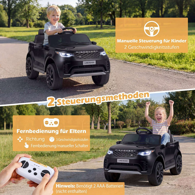 12V Kids Electric Ride On Car, Remote, LED, Music, Black