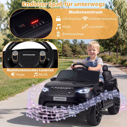 12V Kids Electric Ride On Car, Remote, LED, Music, Black