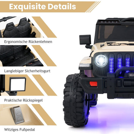 12V Kids Electric Ride-On Car with Remote & MP3, Khaki