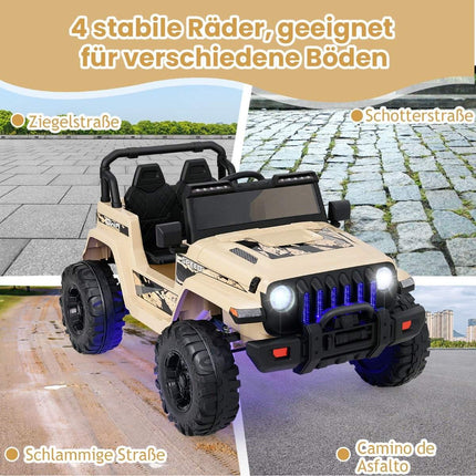 12V Kids Electric Ride-On Car with Remote & MP3, Khaki
