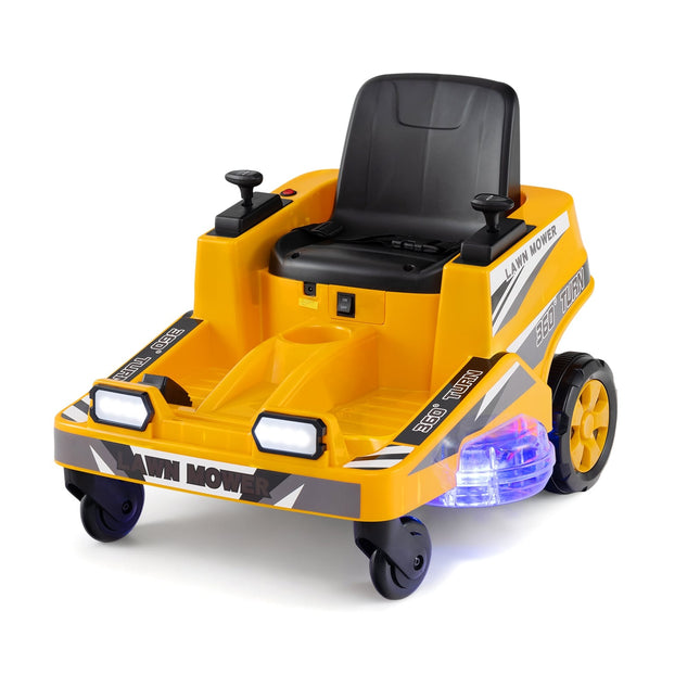 12V Kids Ride-On Mower with 360 Steering & LED Lights