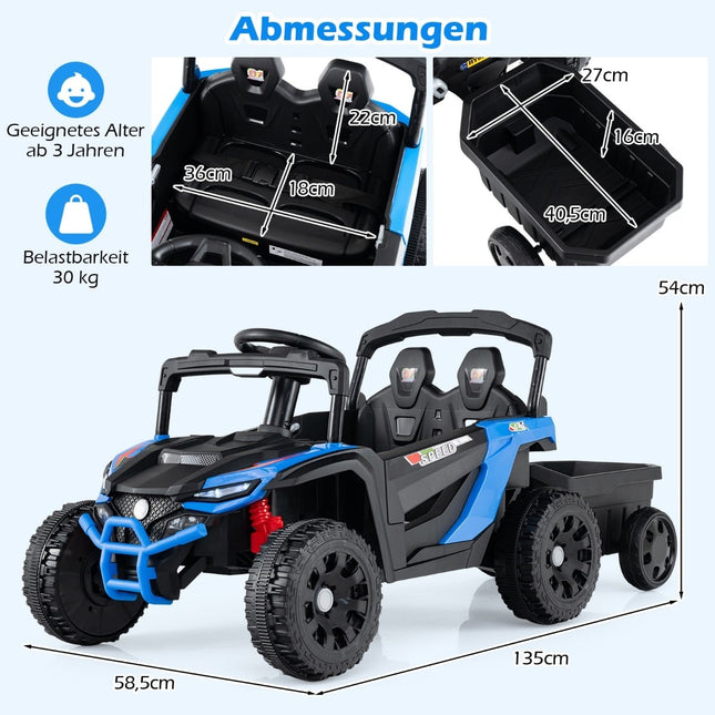 12V Kids Ride-On Tractor with Remote & Detachable Trailer
