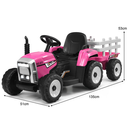 12V Kids Ride-On Tractor with Trailer, Remote Control