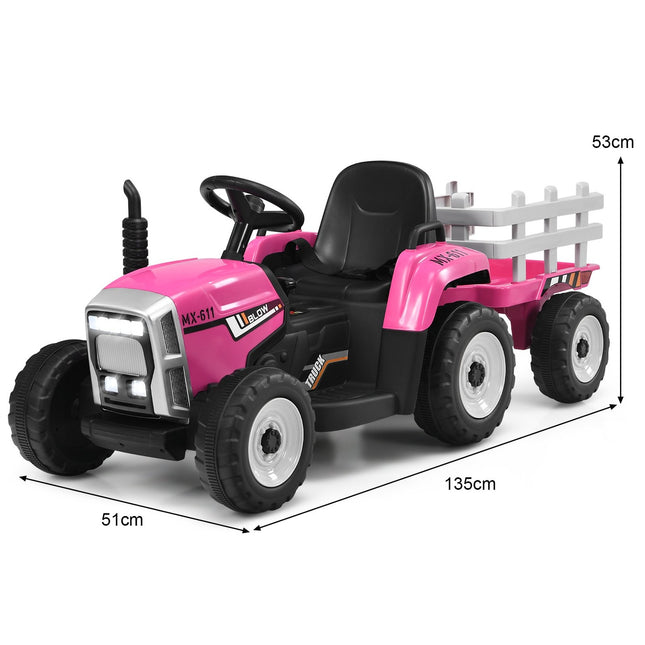 12V Kids Ride-On Tractor with Trailer, Remote Control