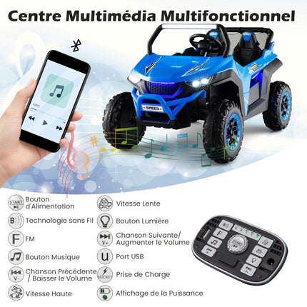 12V Kids Ride-On UTV with Remote, 2-Seater, Blue