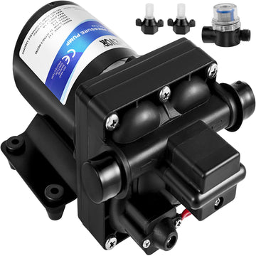 12V RV Fresh Water Diaphragm Pump, 3 GPM, Strainer