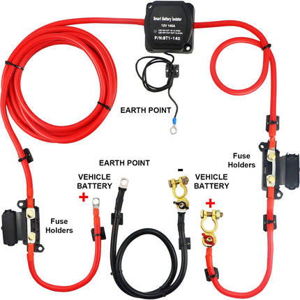 12V Split Charge Relay Kit, 140A VSR, 5m Cable