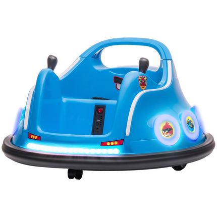 12V kinderbotsauto met 2,4 G afstandsbediening, elektrische bumper met muziek en verlichting, 1,5-3 km/u, elektrische kinderauto met 360° rotatie, voor kinderen van 3-5 jaar, blauw