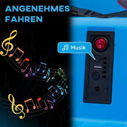12V kinderbotsauto met 2,4 G afstandsbediening, elektrische bumper met muziek en verlichting, 1,5-3 km/u, elektrische kinderauto met 360° rotatie, voor kinderen van 3-5 jaar, blauw