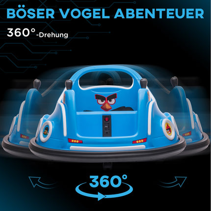 12V kinderbotsauto met 2,4 G afstandsbediening, elektrische bumper met muziek en verlichting, 1,5-3 km/u, elektrische kinderauto met 360° rotatie, voor kinderen van 3-5 jaar, blauw