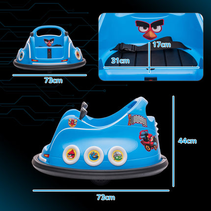 12V kinderbotsauto met 2,4 G afstandsbediening, elektrische bumper met muziek en verlichting, 1,5-3 km/u, elektrische kinderauto met 360° rotatie, voor kinderen van 3-5 jaar, blauw