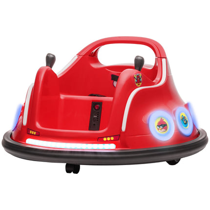 12V kinderbotsauto met 2,4 G afstandsbediening, elektrische bumper met muziek en verlichting, 1,5-3 km/u, elektrische kinderauto met 360° rotatie, voor kinderen van 3-5 jaar, rood