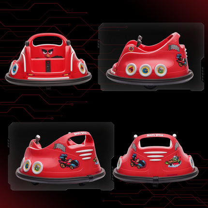 12V kinderbotsauto met 2,4 G afstandsbediening, elektrische bumper met muziek en verlichting, 1,5-3 km/u, elektrische kinderauto met 360° rotatie, voor kinderen van 3-5 jaar, rood