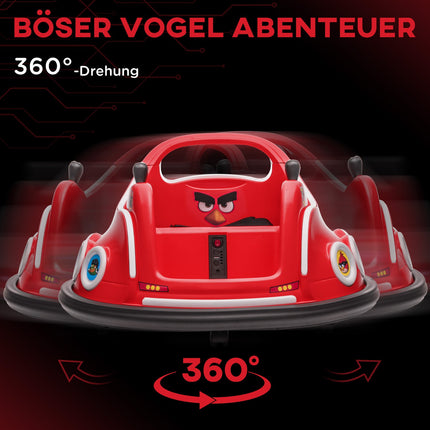 12V kinderbotsauto met 2,4 G afstandsbediening, elektrische bumper met muziek en verlichting, 1,5-3 km/u, elektrische kinderauto met 360° rotatie, voor kinderen van 3-5 jaar, rood