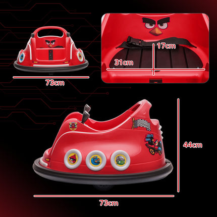 12V kinderbotsauto met 2,4 G afstandsbediening, elektrische bumper met muziek en verlichting, 1,5-3 km/u, elektrische kinderauto met 360° rotatie, voor kinderen van 3-5 jaar, rood
