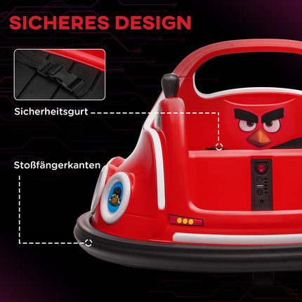 12V kinderbotsauto met 2,4 G afstandsbediening, elektrische bumper met muziek en verlichting, 1,5-3 km/u, elektrische kinderauto met 360° rotatie, voor kinderen van 3-5 jaar, rood