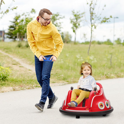 12V kinderbotsauto met 2,4 G afstandsbediening, elektrische bumper met muziek en verlichting, 1,5-3 km/u, elektrische kinderauto met 360° rotatie, voor kinderen van 3-5 jaar, rood