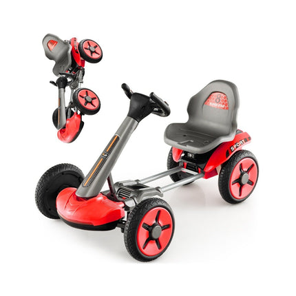 12V children's electric go-kart with LED & 2-way adjustable steering wheel & seat lights red
