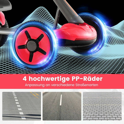 12V children's electric go-kart with LED & 2-way adjustable steering wheel & seat lights red