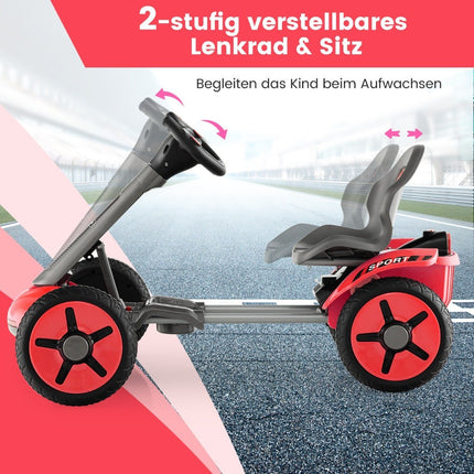 12V children's electric go-kart with LED & 2-way adjustable steering wheel & seat lights red