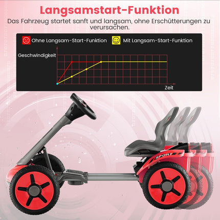 12V children's electric go-kart with LED & 2-way adjustable steering wheel & seat lights red