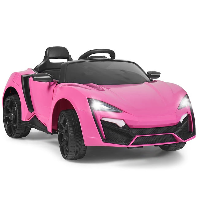 12V electric children's car with shock absorber spring remote control & music & soft start & horn & LED lights pink