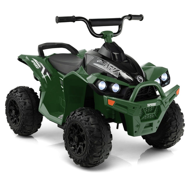 12V electric children's quad with 2.2/4.3 KM/H speed &amp; Horn, music &amp; LED lights electric quad green