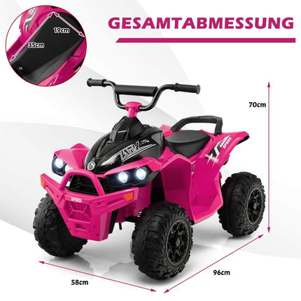 12V electric children's quad with 2.2/4.3 KM/H speed &amp; Horn, music &amp; LED lights electric quad pink