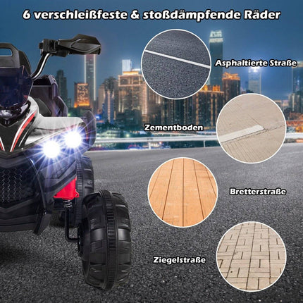 12V electric children's quad with storage space & LED lights mini electric quad 3-6 km/h black